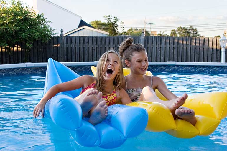 kids playing in pool